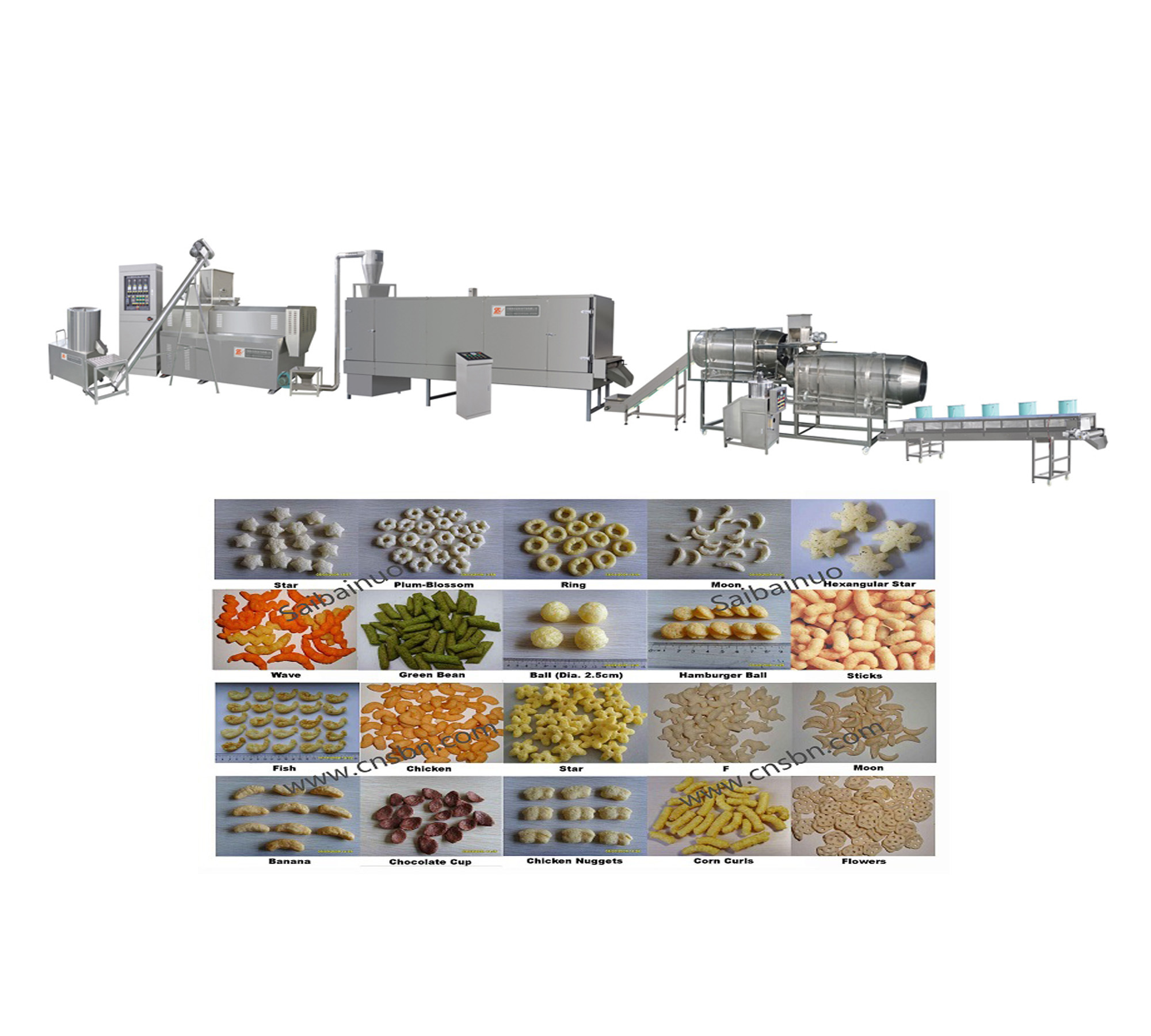 Medium-size scale corn snack food machine corn puffs extruder making machine