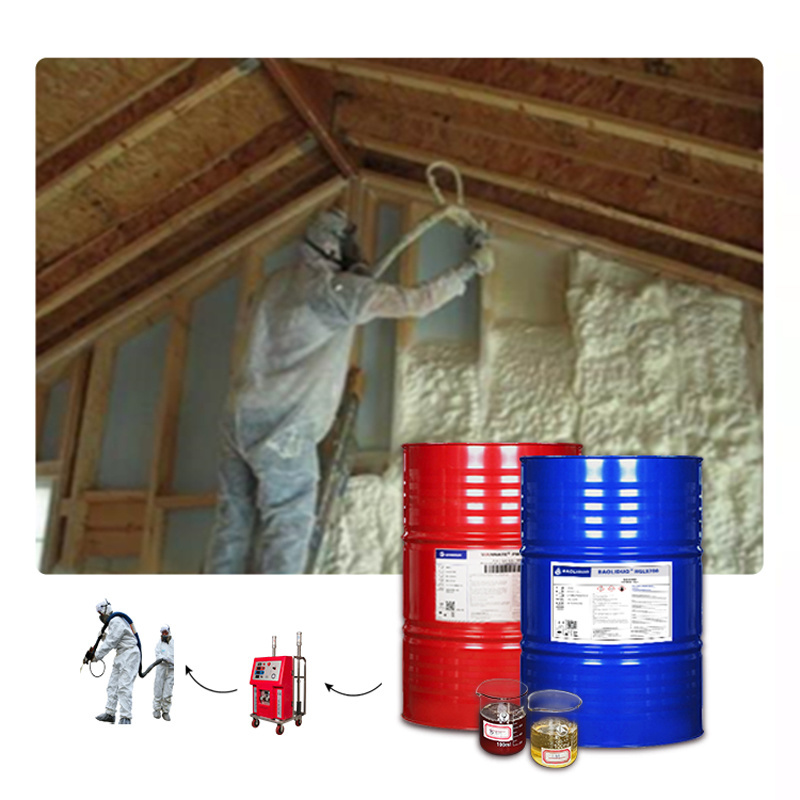 double component spray foam insulation material open cell or close cell rigid polyurethane foam