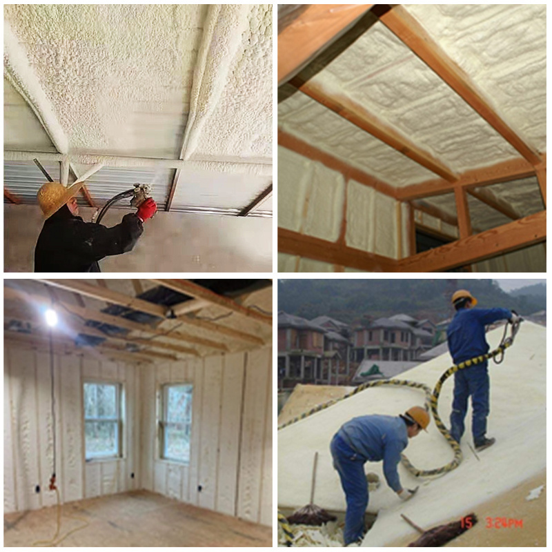 double component spray foam insulation material open cell or close cell rigid polyurethane foam