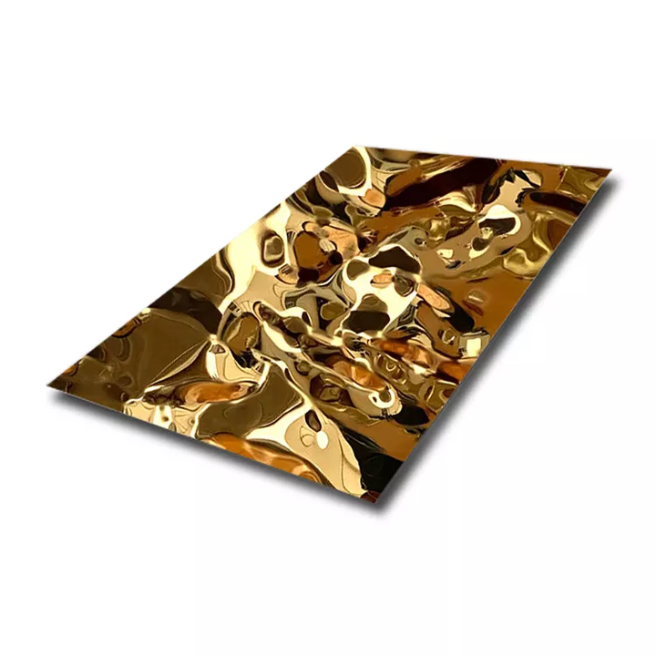 3d Embossed Gold Mirror Sheet Water Ripple Stainless steel decorative sheet