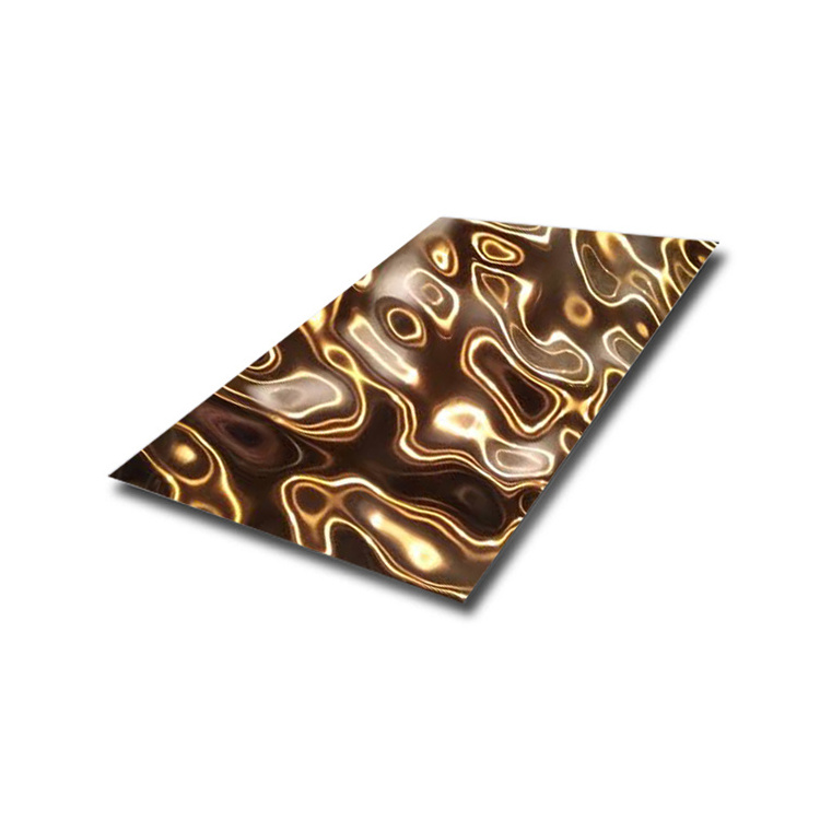 Gold Mirror Water Wave Stainless Steel Stamped Ripple Sheet For Wall Panel Ceiling Decoration