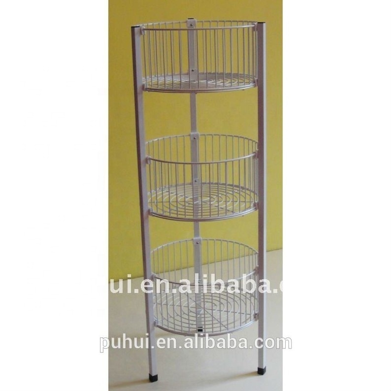 movable floor standing plush toys store fixture retail display 3 tiers shop storage angle adjustable wire basket rack