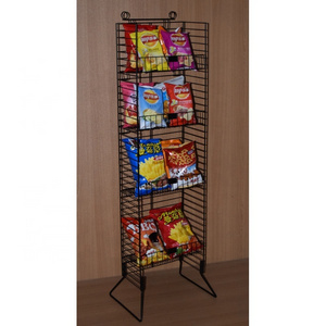 retail store multi shelf POP exposition floor stand customized iron steel gird wire potato chips snack food metal display rack