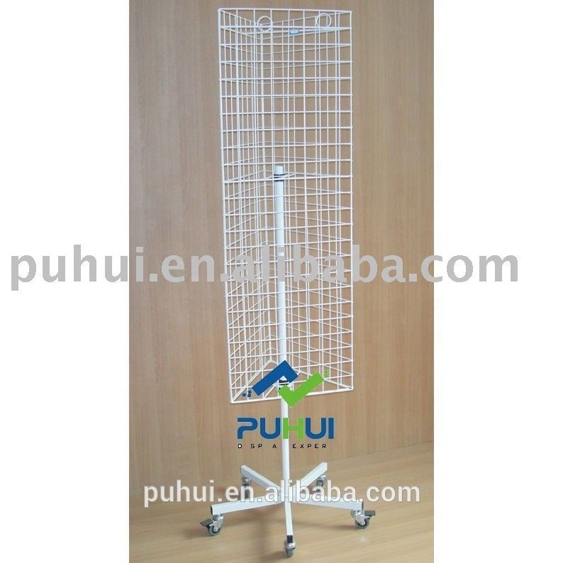 retail shop floor standing iron steel grid wall panel rack spinner socks stockings display metal wire expositor fixture