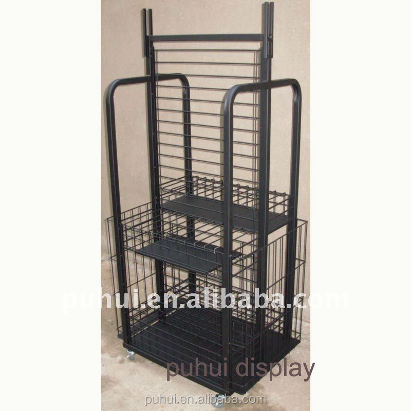 store presentation steel show rack retail fixture  mobile metal floor stand pop umbrella display