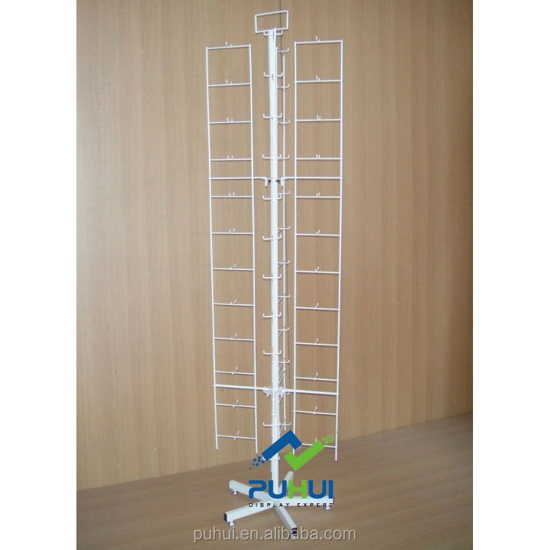 retail store floor standing steel mesh wire panel rotary fixture metal display rack  for hanging socks stockings