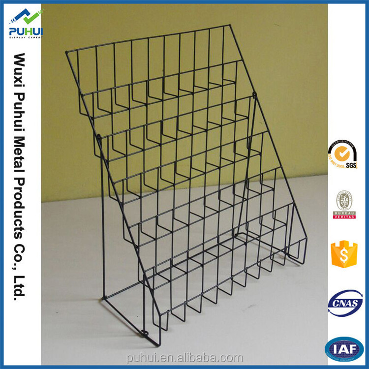 gift shop metal retail fixture custom Floor Standing Wire frame pocket  swivel Greeting Card Display Rack