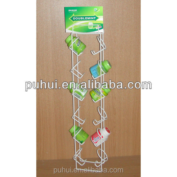 food shop counter standing retail display steel fixture 4 layers shelf pos promotion metal snack candy bar pop rack