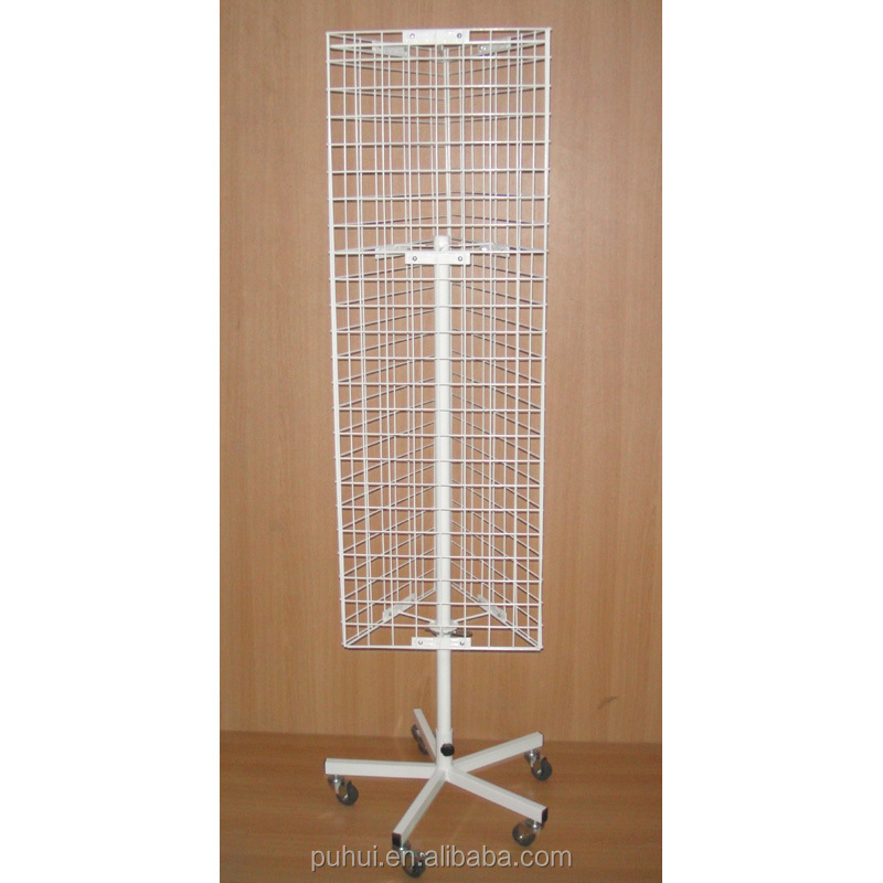 retail store floor standing steel mesh wire panel rotary fixture metal display rack  for hanging socks stockings