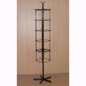 metal floor standing spinning steel wire rod peg hook hangers fixture towel display rack with wheels