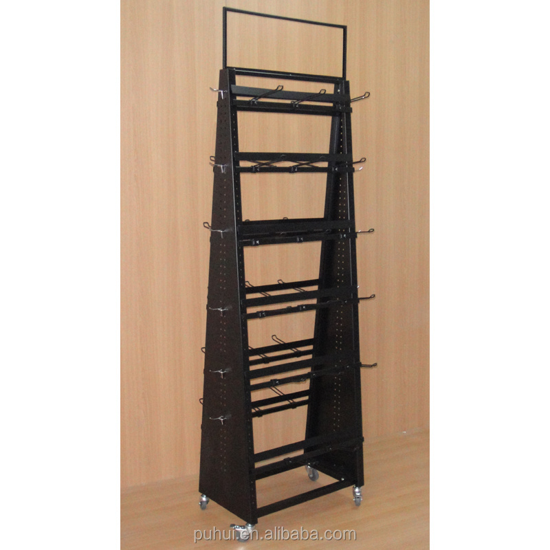 5 layers multi functional floor standing steel display shelf for retail store promotion