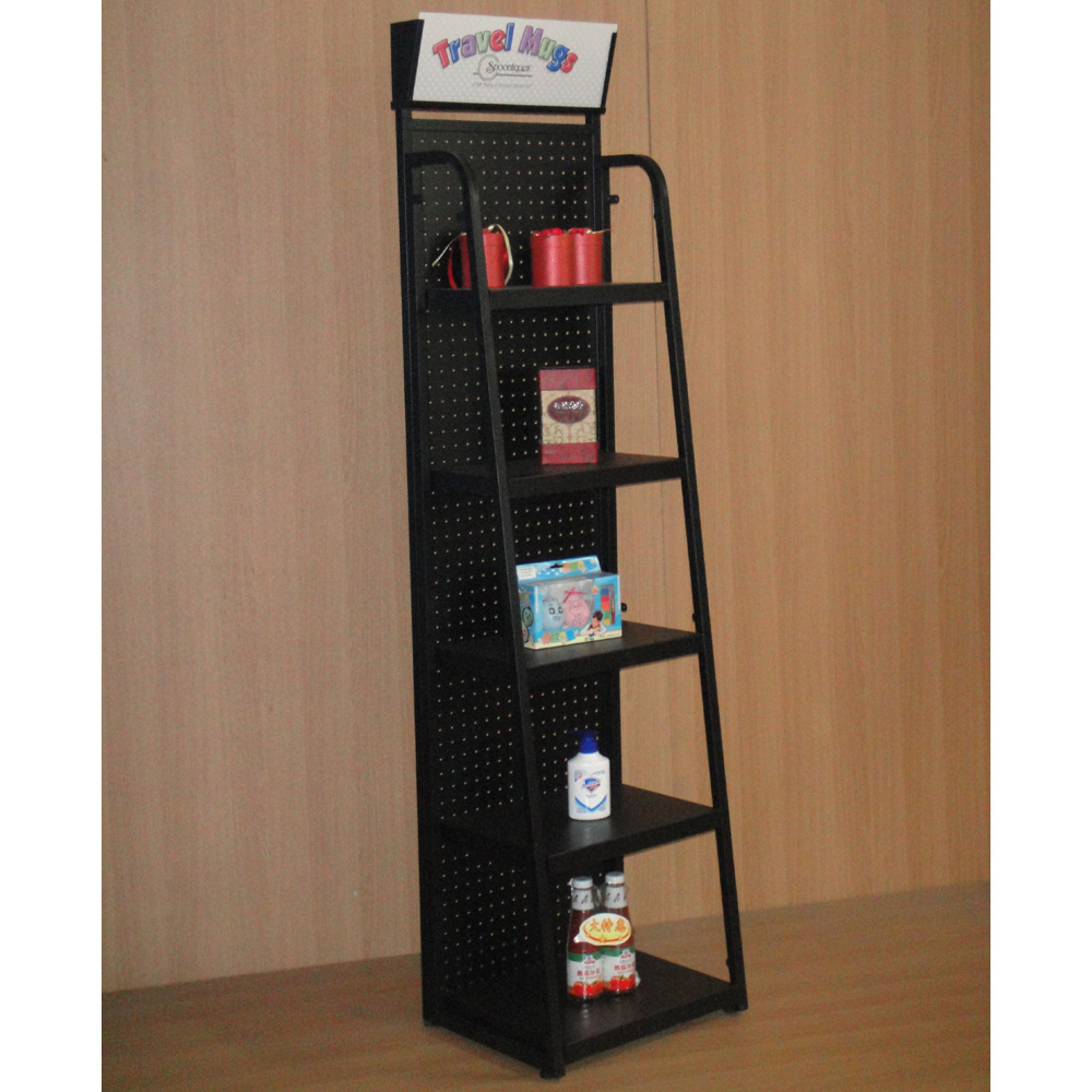 5 layers multi functional floor standing steel display shelf for retail store promotion