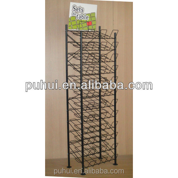 multi layers folding steel wire floor standing door mats display shelf small carpets rack