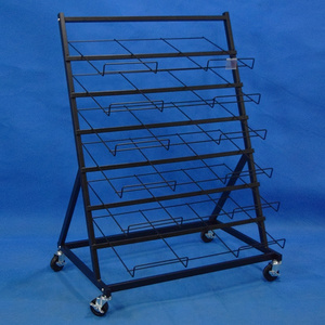 Retail Store POS Floor Standing Multi Tiers Wire Frame Tray Shelf Steel Tubular Rugs Display Metal Fixture Rack