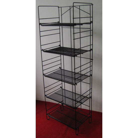 Retail Store POS Floor Standing Multi Tiers Wire Frame Tray Shelf Steel Tubular Rugs Display Metal Fixture Rack