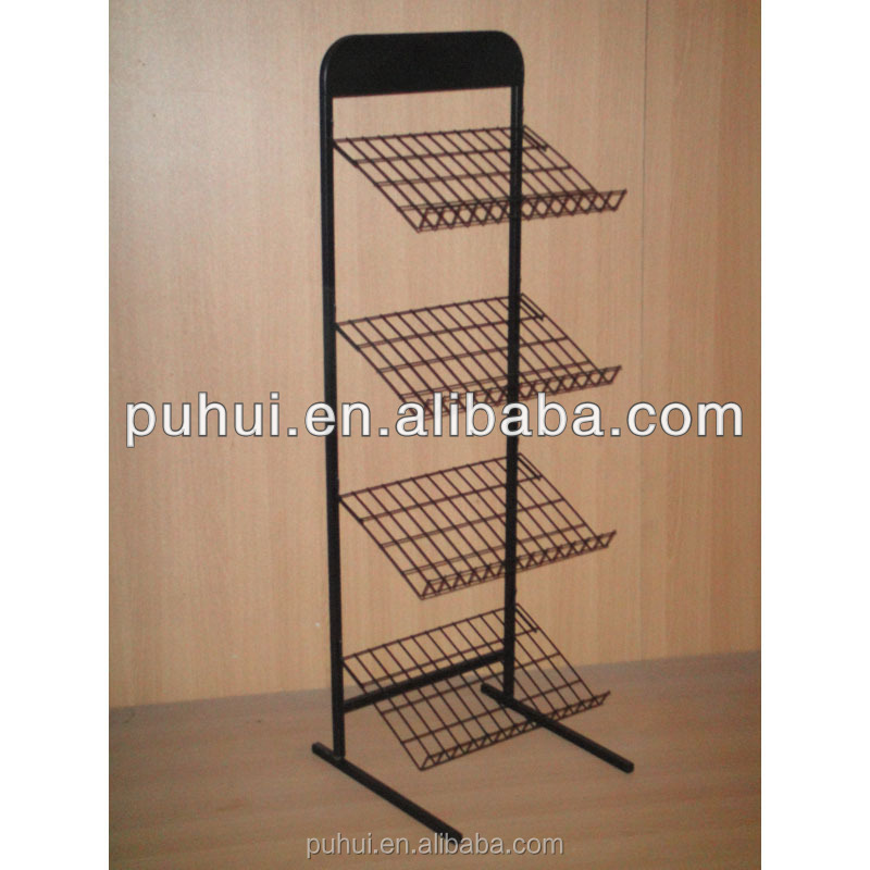 multi layers folding steel wire floor standing door mats display shelf small carpets rack