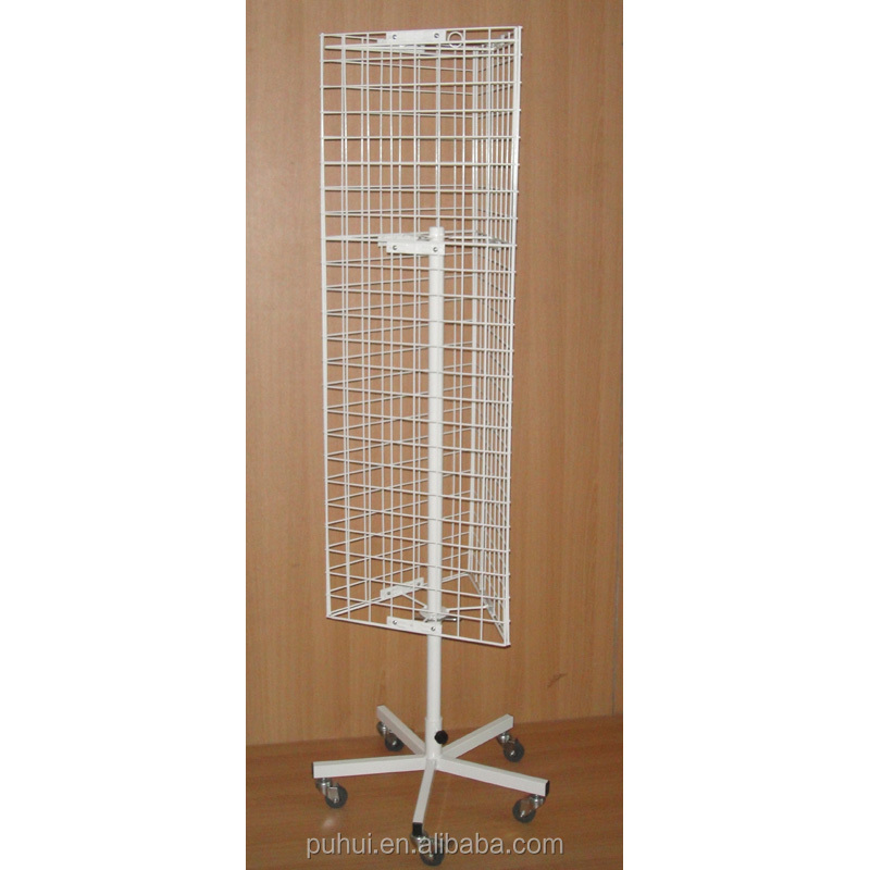 merchandise exposition retail store universal fixture steel wire grid panel wall double sided metal stand display