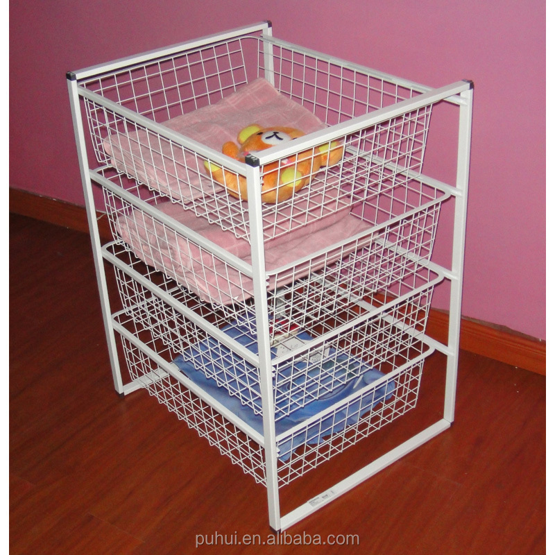 home storage organizer clothes holder 4 tiers wire basket drawer