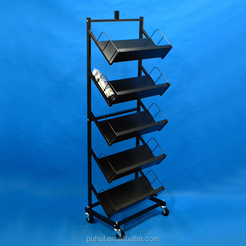 store pos exposition metal rack floor stand retail Mobile 3 Tiers shelf Flat Packing Steel Display Fixture For Umbrella