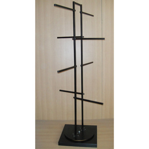 floor standing four ways steel tube rack spinning bags hanging retail shop metal fixture display