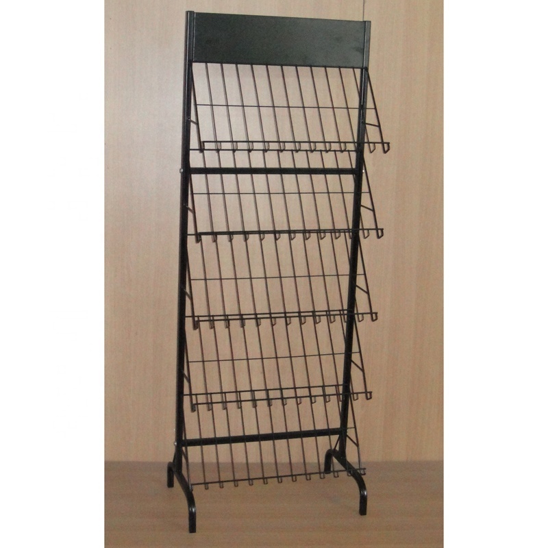 Retail Store POS Floor Standing Multi Tiers Wire Frame Tray Shelf Steel Tubular Rugs Display Metal Fixture Rack