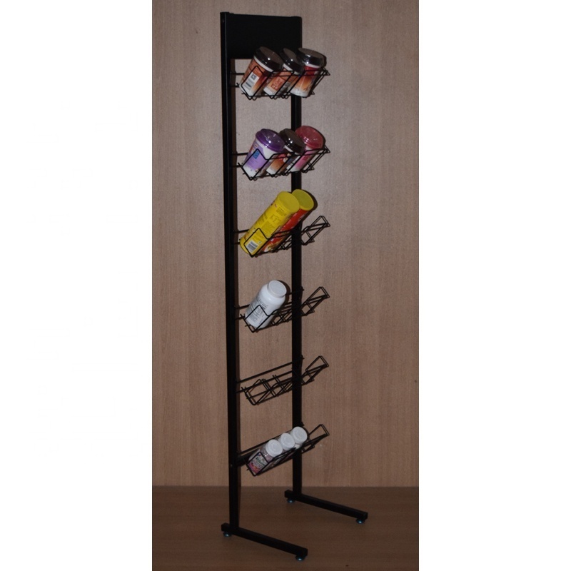 professional factory retail shop fixture steel pipe frame metal wire frame holder custom snacks food display rack