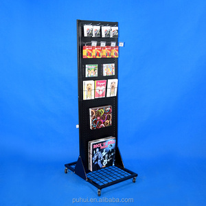 stock floor retail stores steel pegboard rack products presentation pop two sides metal display stand