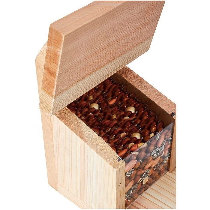 Wooden Squirrel Feeder with Solid Wood