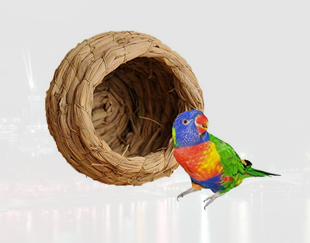 Handwoven Straw Bird Nest Cage