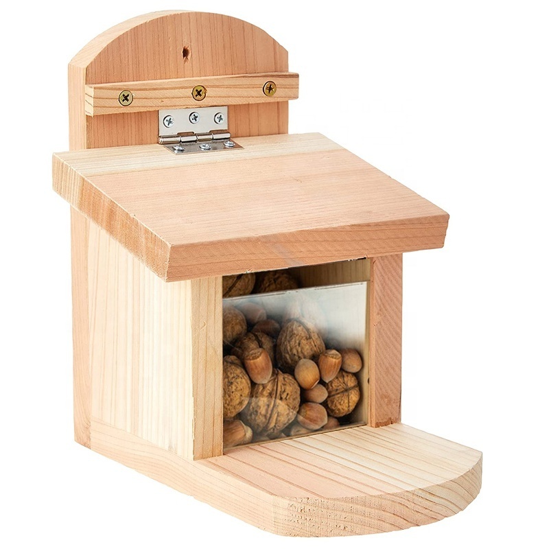 Wooden Squirrel Feeder with Solid Wood