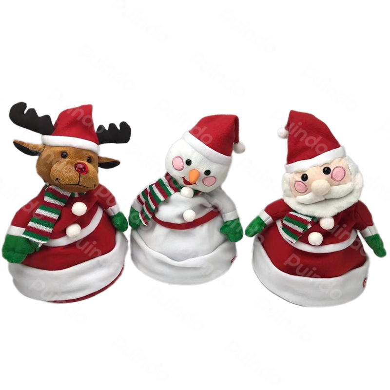 Puindo Christmas Doll Hat Electric Toys Dance Sing Santa claus Snowman Reindeer Hat Xmas Party Kids Gifts