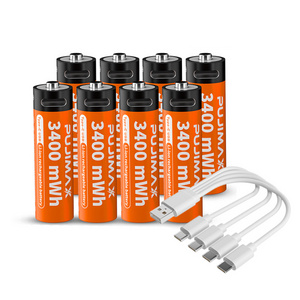 PUJIMAX wholesale aa batteries rechargeable 1.5v usb c lithium ion battery 1pcs type c li ion battery aa charger with usb cable