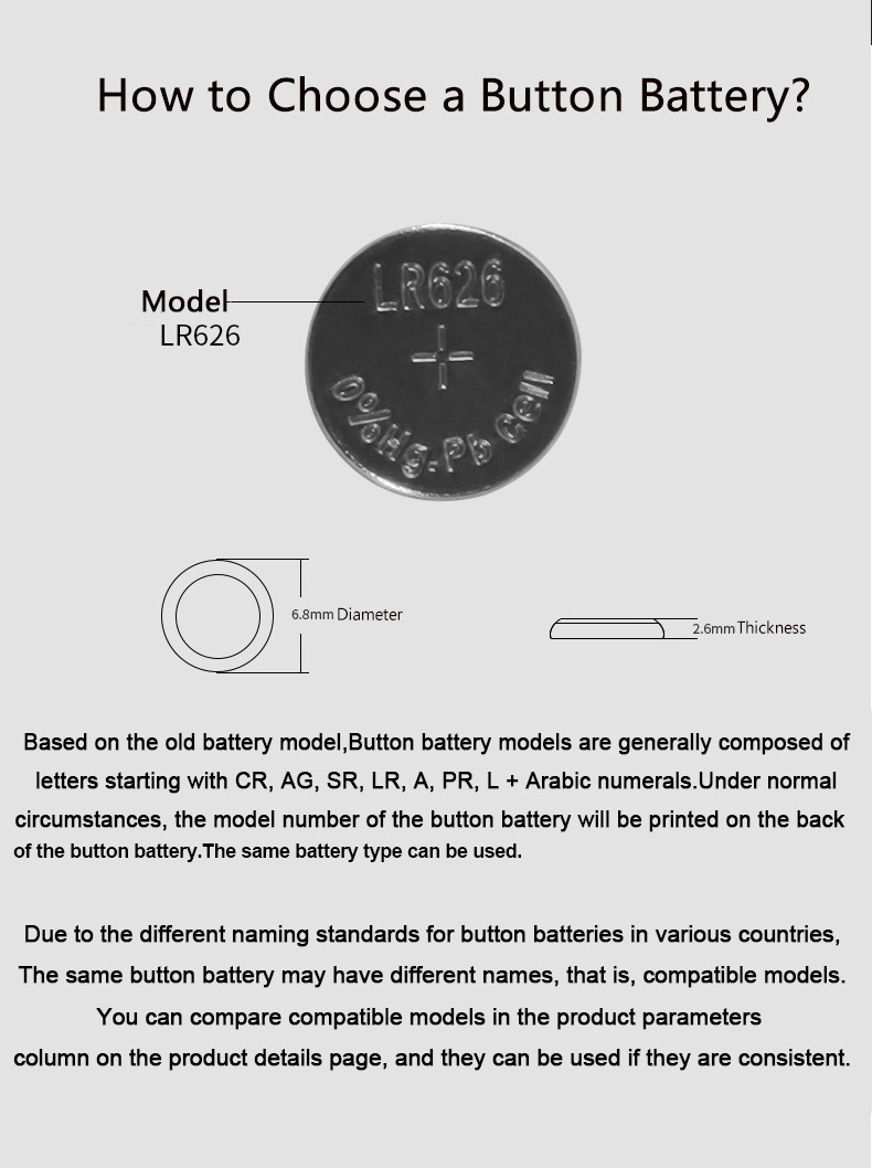 PUJIMAX Custom 200PCS AG Series Button Battery 10Pcs/Card AG4 LR626 Super Alkaline Cell 1.5V Button Battery For Digital Watch