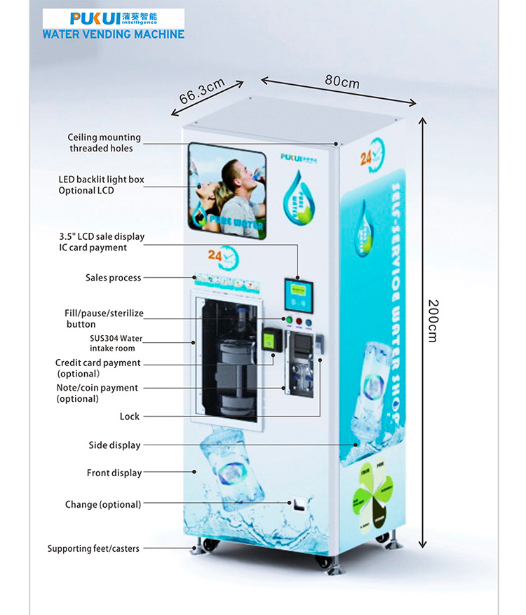 coin and bill operated water dispenser with filters purifying system /pure dirinking water vending /water vendo machine