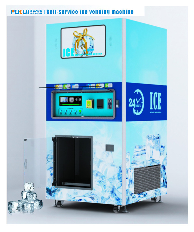 Self-service ice vending machine with 280kg/day ice capacity with IC card and coins