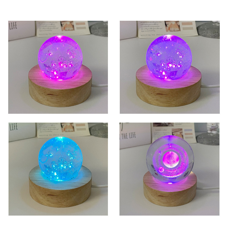 NEW Round Wooden Led lamp base USB Cable switch Modern Night Light For 3D Led night lamp