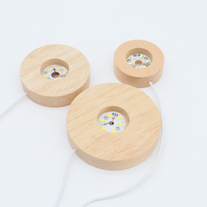 NEW Round Wooden Led lamp base USB Cable switch Modern Night Light For 3D Led night lamp