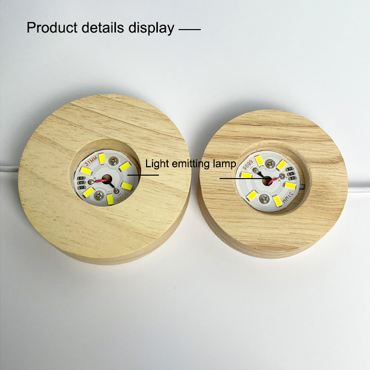 NEW Round Wooden Led lamp base USB Cable switch Modern Night Light For 3D Led night lamp