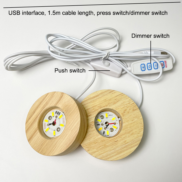 NEW Round Wooden Led lamp base USB Cable switch Modern Night Light For 3D Led night lamp