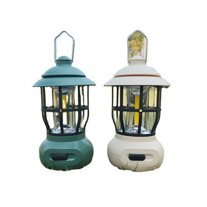 Outdoor  torche aa dry battery cob and led camping lamp retro lantern gift USB charging tent camp light