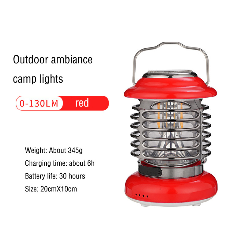 New outdoor retro light luxury portable camping light portable USB charging mobile power nightlight atmosphere camp light