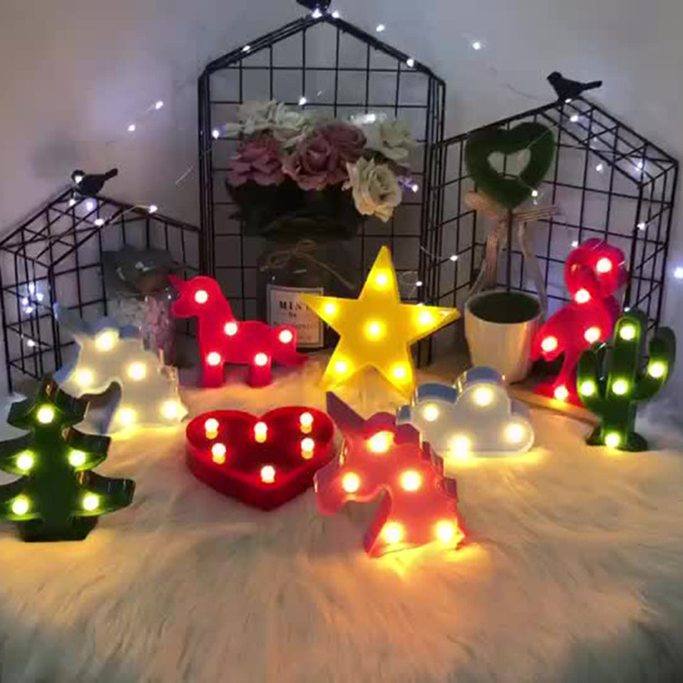 Flamingos cactus snowflake LED modeling night lights lights Christmas tree decoration children's lights