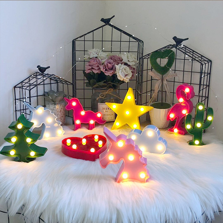 Flamingos cactus snowflake LED modeling night lights lights Christmas tree decoration children's lights