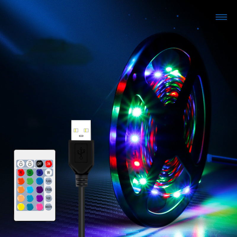 1 m /2 m 24-key Remote Control RGB Led Light with Usb Power Supply 5v cob led strip waterproof TV Background Atmosphere Light