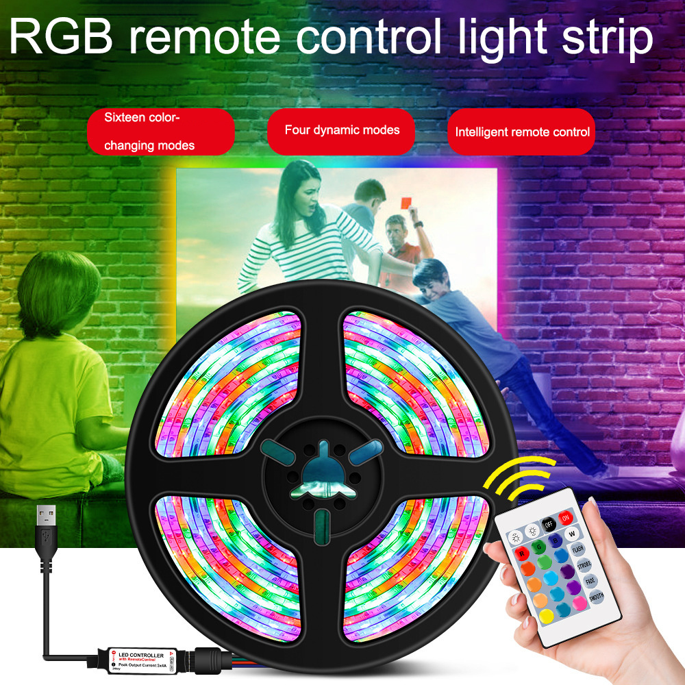 1 m /2 m 24-key Remote Control RGB Led Light with Usb Power Supply 5v cob led strip waterproof TV Background Atmosphere Light