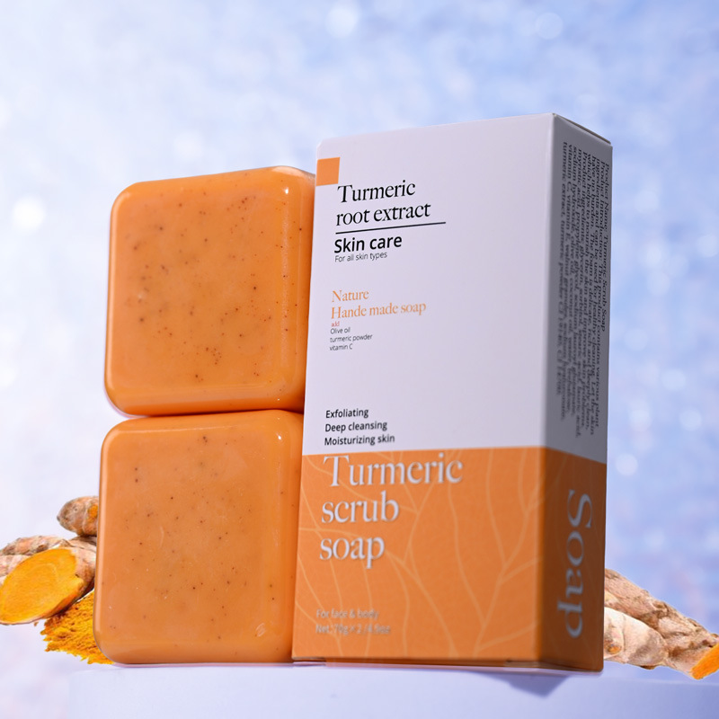 Stock 2Pcs Exfoliate Tumeric Lemon Orange Kojic Acid Whitening Soap With Glutathione