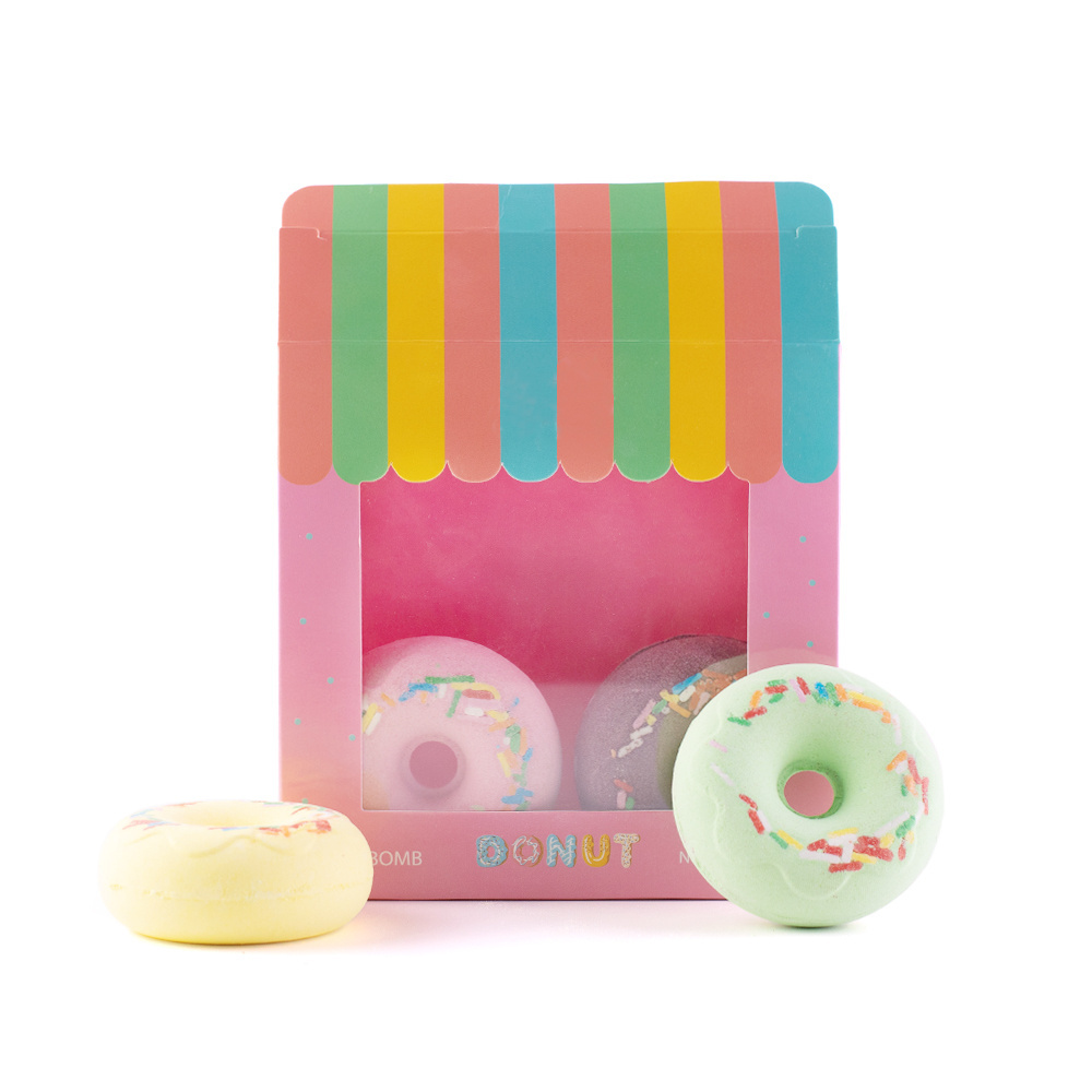 Lovely Donut Shape Fizzy Moisture Natural Handmade Organic Bathbomb Of Kids Gifts Set Bathbombs Wholesale