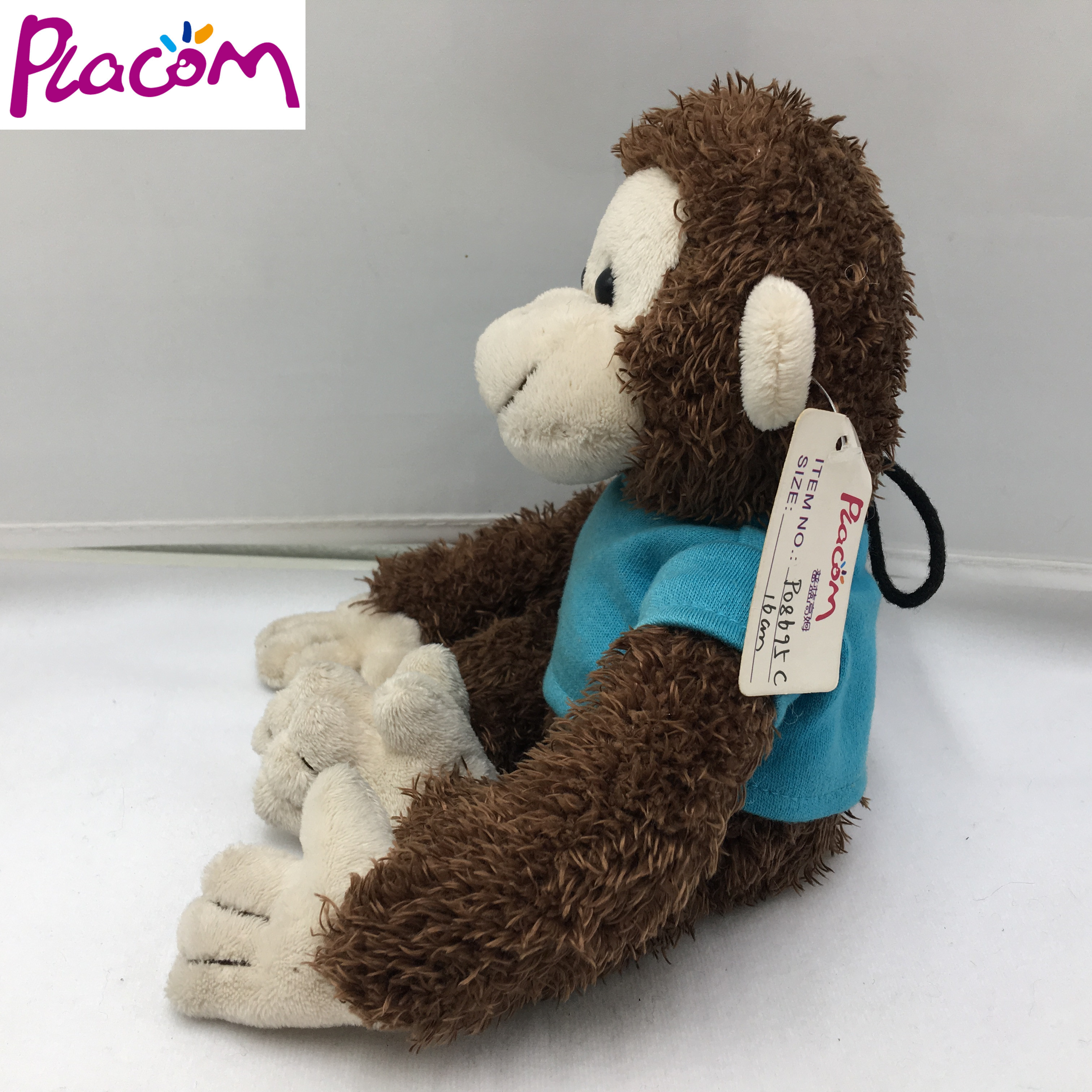 China Factory Stuffed Plush Monkey Animal Toy with Blue T-Shirt Baby Toys Zoo Gifts