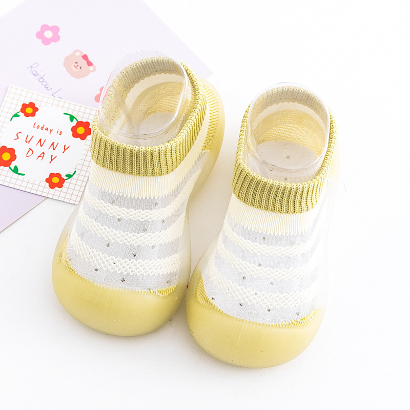 Toddler Cute Anti Slip Newborn Ankle Ice Silk Terry Baby Kids Child Shoes Socks Rubber Sole