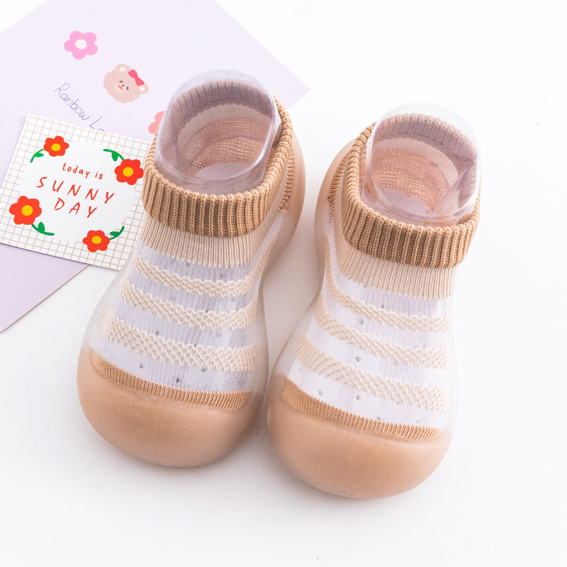 Toddler Cute Anti Slip Newborn Ankle Ice Silk Terry Baby Kids Child Shoes Socks Rubber Sole